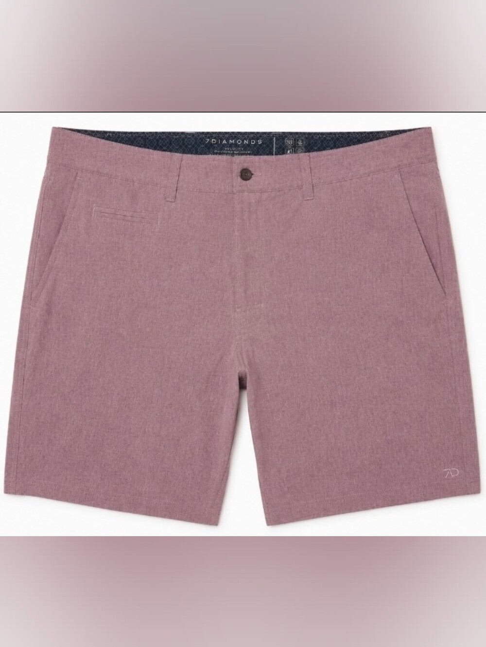 7 Diamonds Velocity Performance Shorts Men's Size 36 Mauve Heather Stretch Hybri